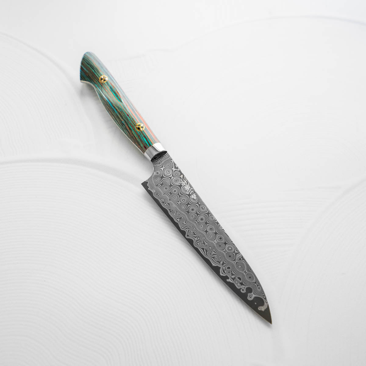 Nigara Hamono SG2 Raindrop Damascus Petty 150mm - Turquoise