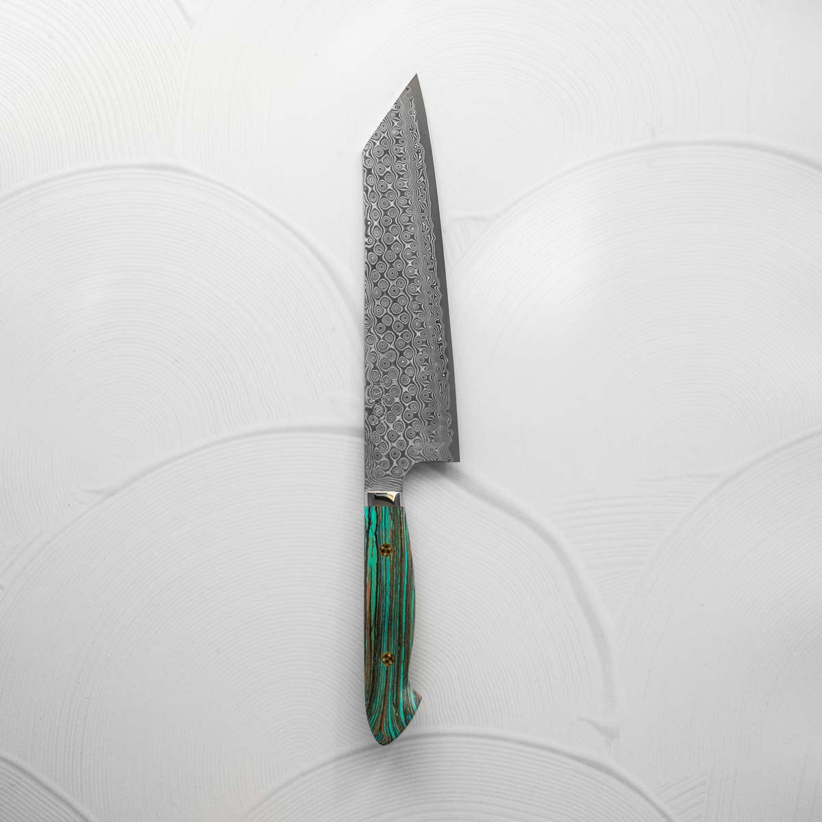 Nigara Hamono SG2 Raindrop Damascus Kiritsuke 240mm - Turquoise