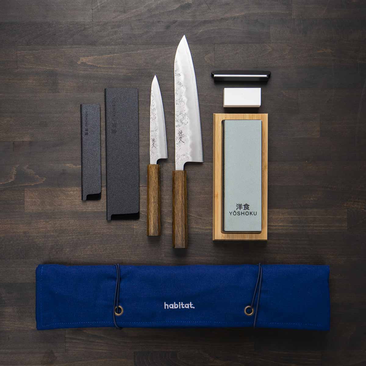 Tsunehisa Ginsan Nashiji 2 Knife Set - Knife Roll