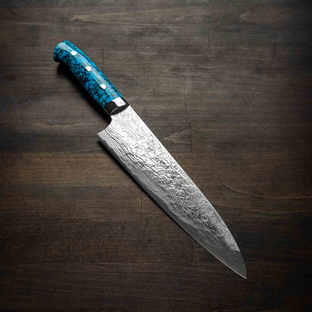 Takeshi Saji R2/SG2 Diamond Damascus Gyuto 210mm - Turquoise