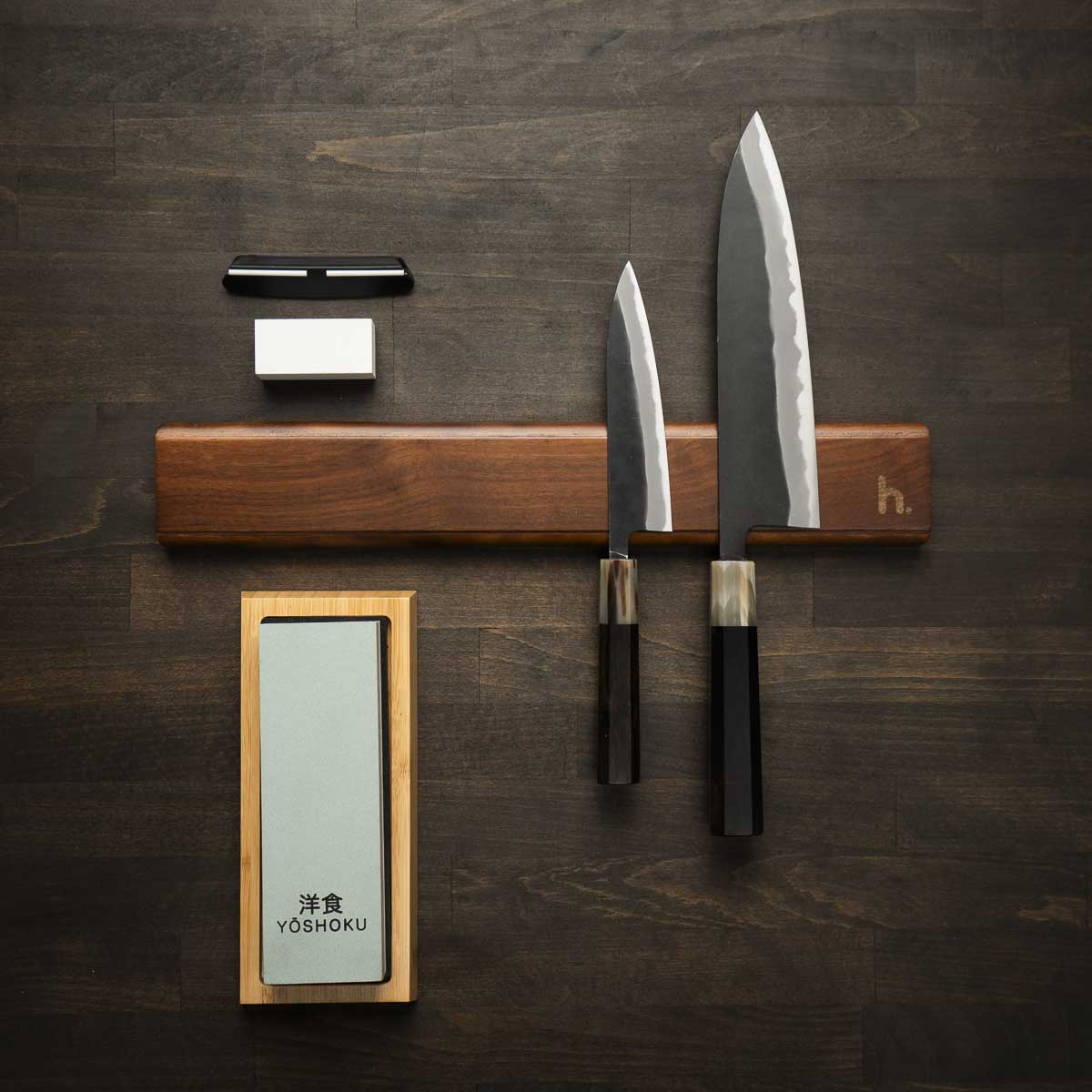 Shiro Kamo Blue 2 Ebony - 2 Knife Set with Magnetic Strip