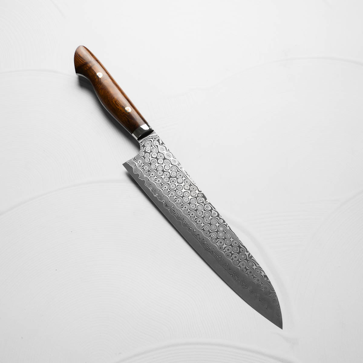 Nigara Hamono SG2 Raindrop Damascus Gyuto 240mm - Desert Ironwood