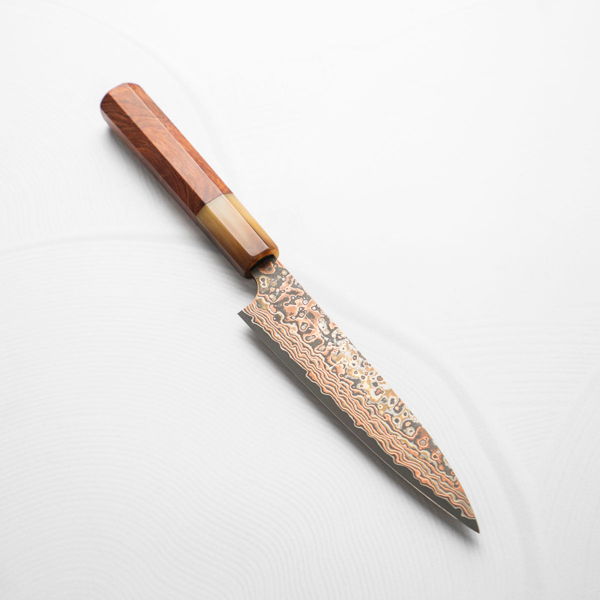 Takeshi Saji VG10-W Nashiji Rainbow Damascus Petty 135mm - Snakewood