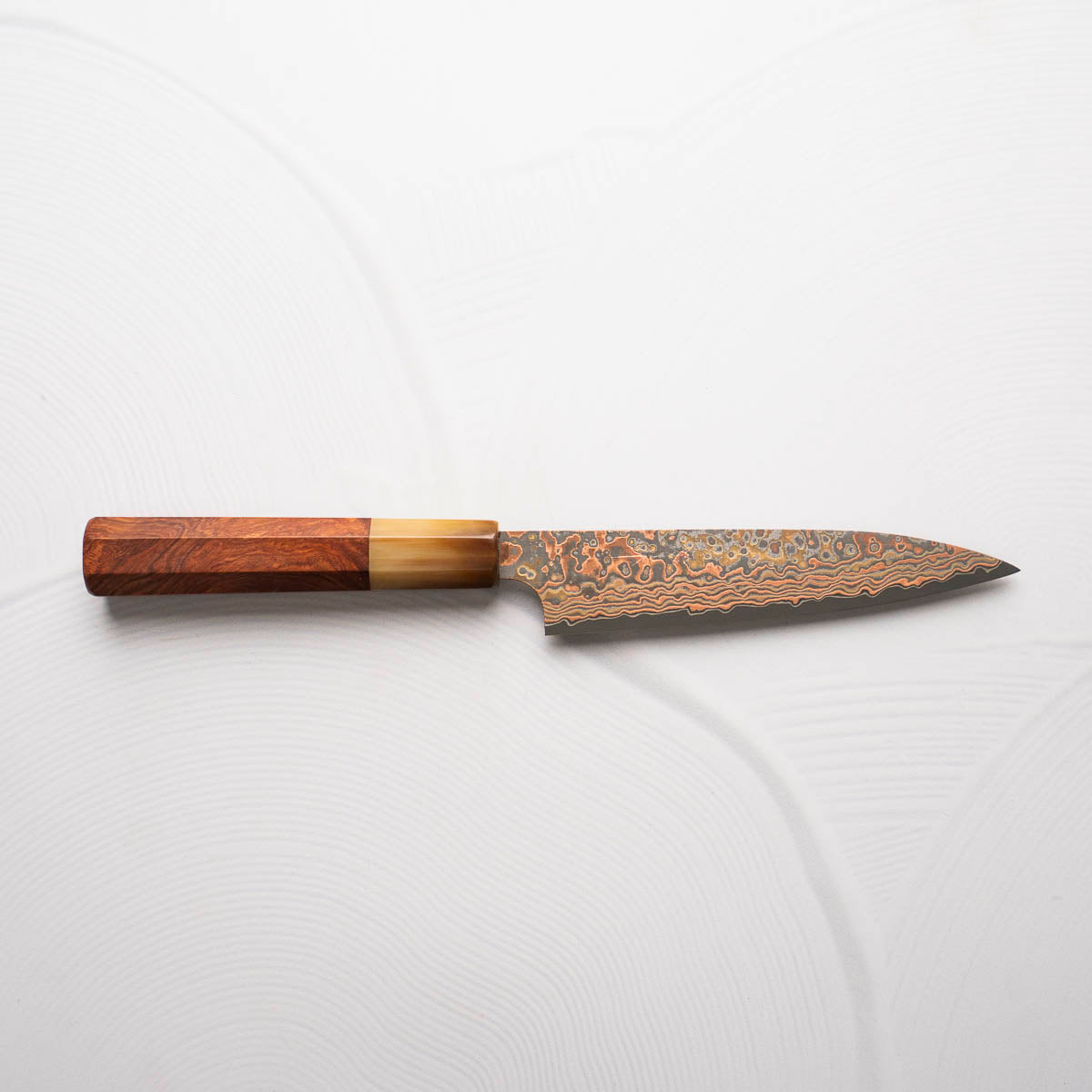 Takeshi Saji VG10-W Nashiji Rainbow Damascus Petty 135mm - Snakewood